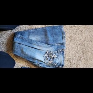 Miss Me Light Blue Boot Cut Jeans with Embroidered Design